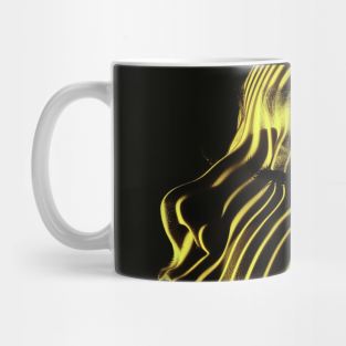 women with yellow lines on isolated background Mug